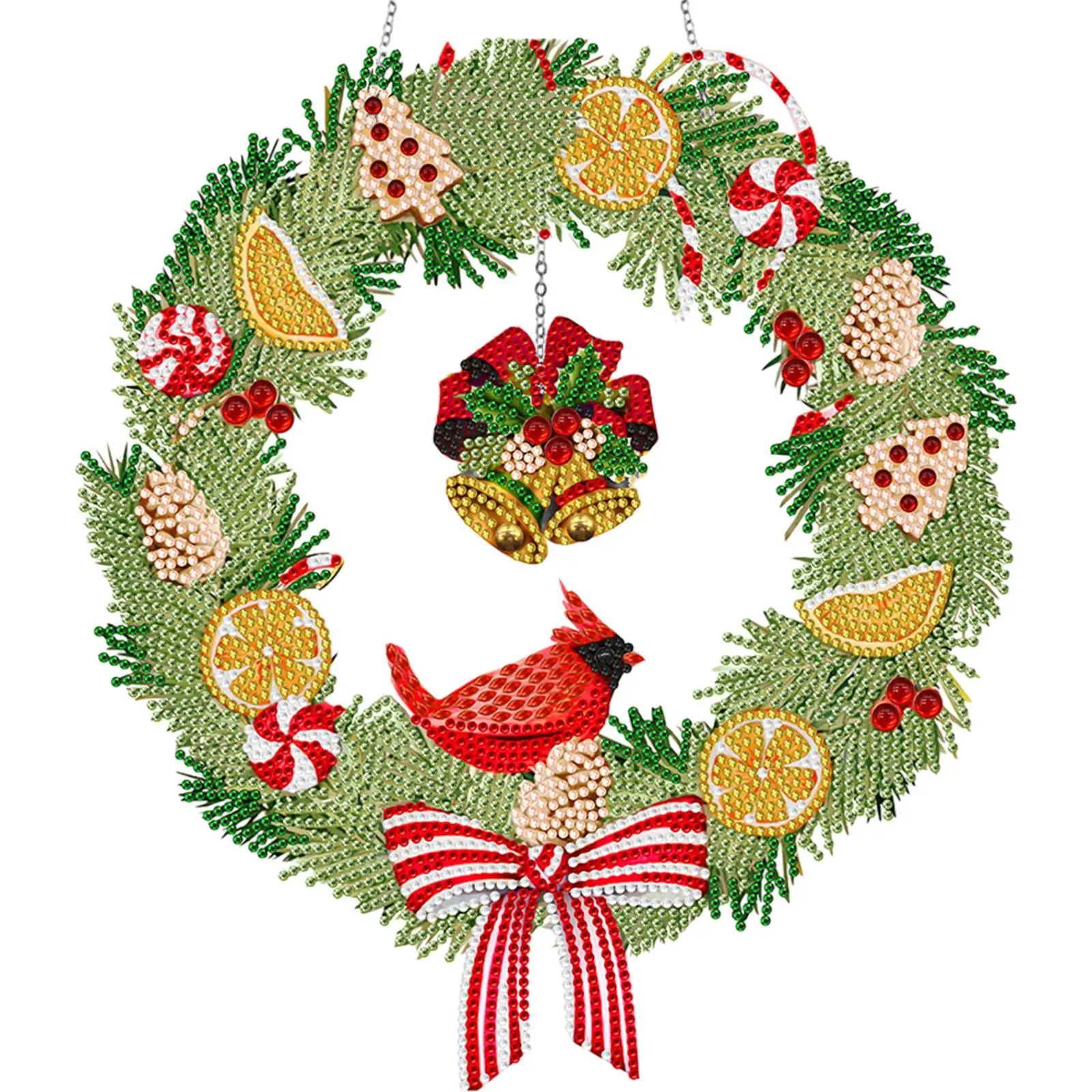 

Новогодний декор для стен: Алмазная мозаика в форме венка с оленями и снеговиками, со светодиодной подсветкой, для украшения окон и дверей дома, подарок