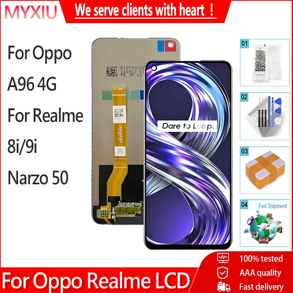 IPS For Realme 8i 9i Narzo 50 RMX3151 RMX3491 LCD Display Touch Screen Panel Digitizer Assembly Replacement For Oppo A96 4G LCD