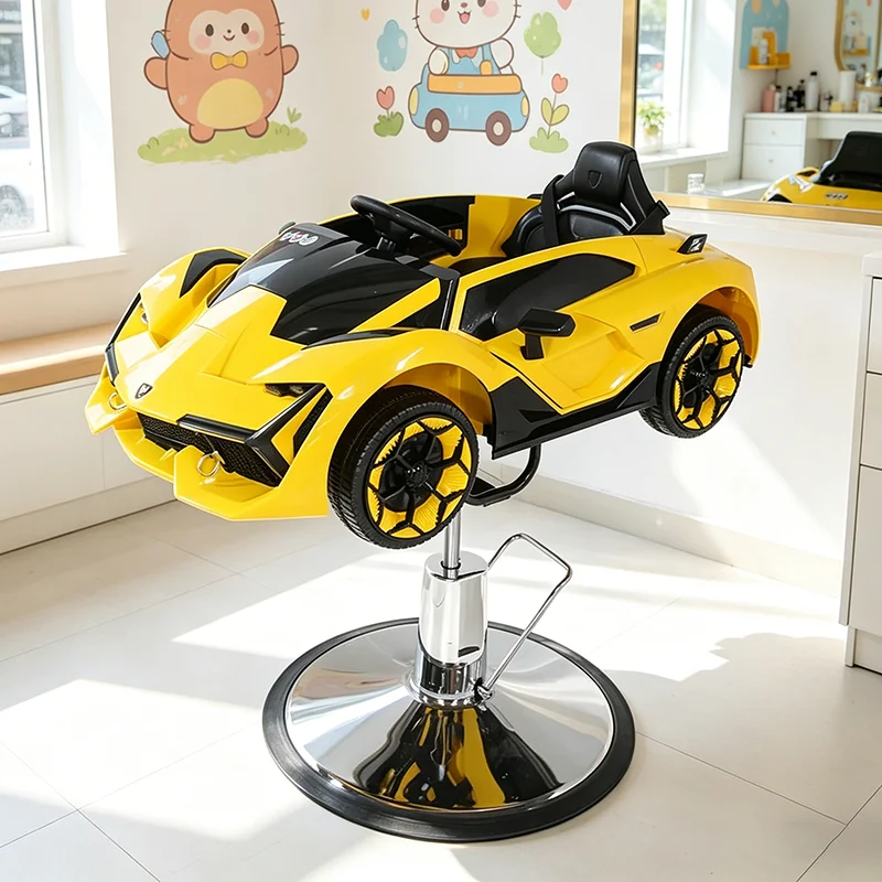 Professional Barbershop Salon Car Hairdressing Cutting Shaving Chair Modern Round Base Adjustable Rotation Child Barber Chair