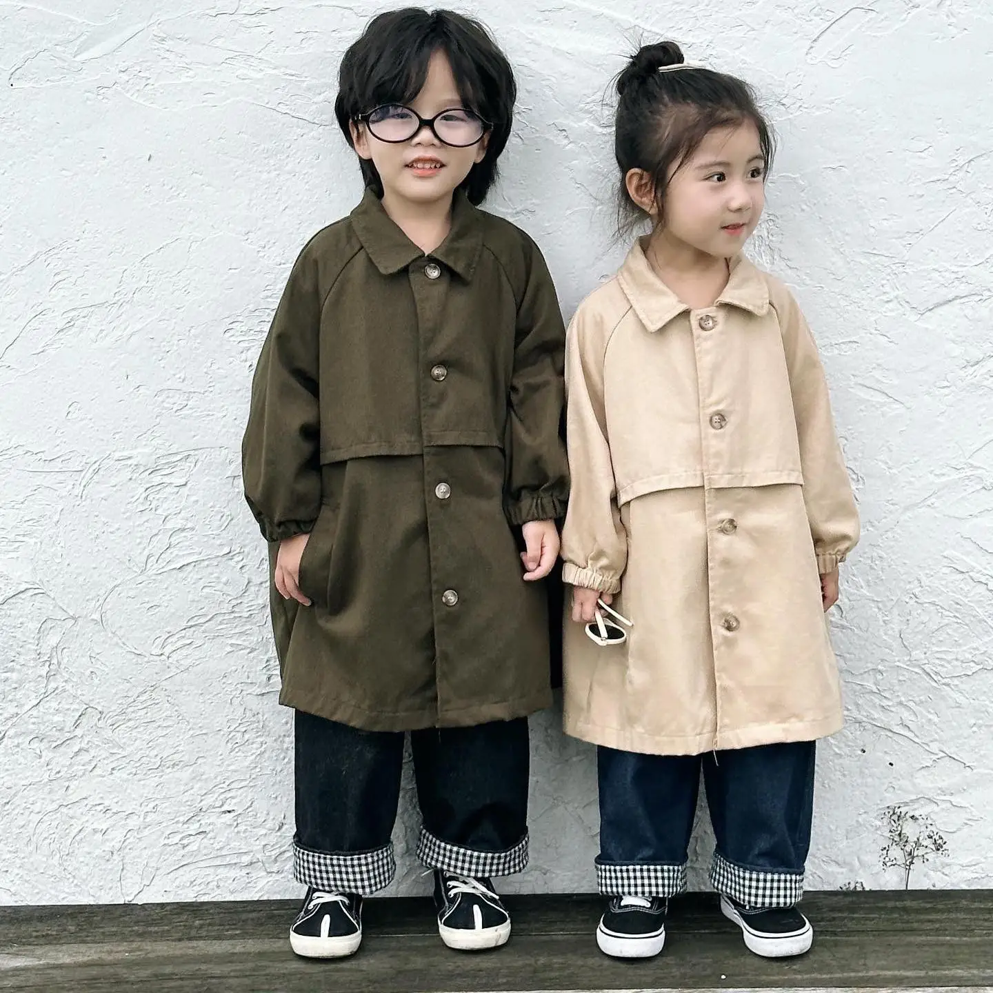 

Autumn Baby Clothes Solid Boy Girl Lapel Long Sleeve Windbreaker Fashion Children Coat Retro Kids Cotton Outerwear Babies Jacket