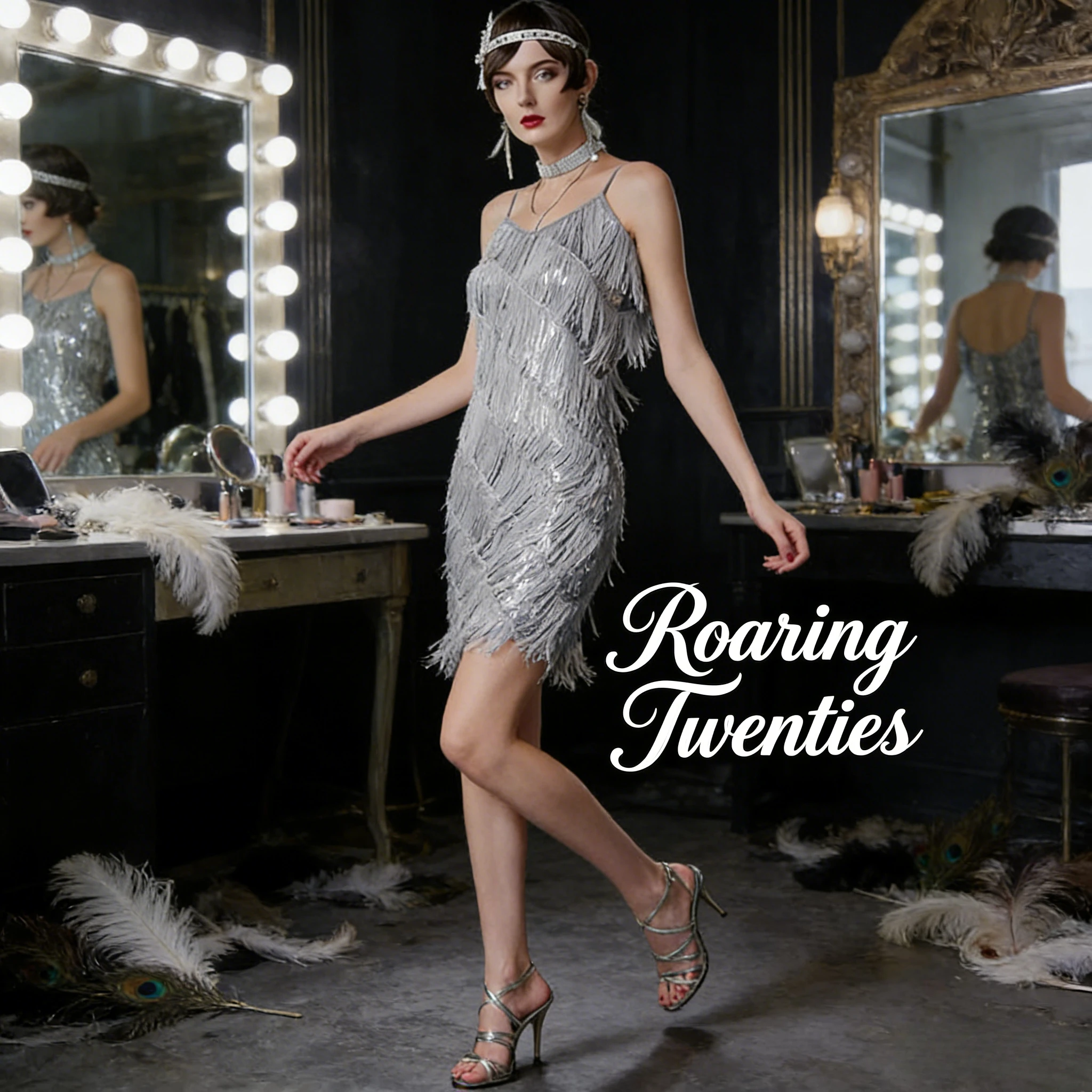 

Винтажное вечернее платье в стиле Гэтсби 1920-х годов с V-образным вырезом, бисером и бахромой, блестящее, для латиноамериканских танцев и выступлений