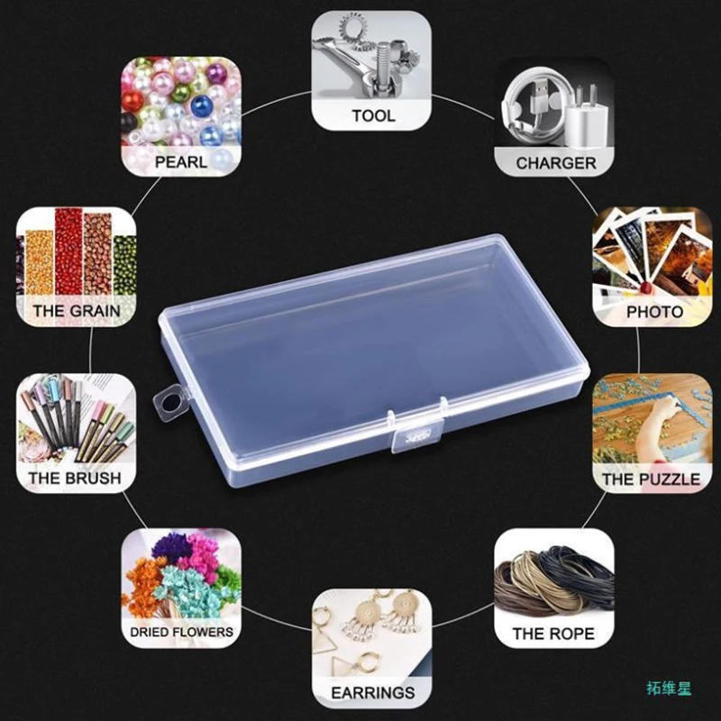 Rectangle Plastic Nail Storage Box, Recipiente para polimento, File Buffer, Ferramentas de maquiagem, Nail Drawing Pen, Brush Case