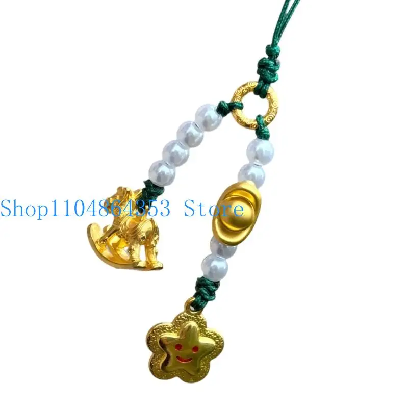 652F Stylish Rocking Horse Keychain Phone Strap Multi Purpose Stylish Metal Ornament Bag Accessory For Everyday Use
