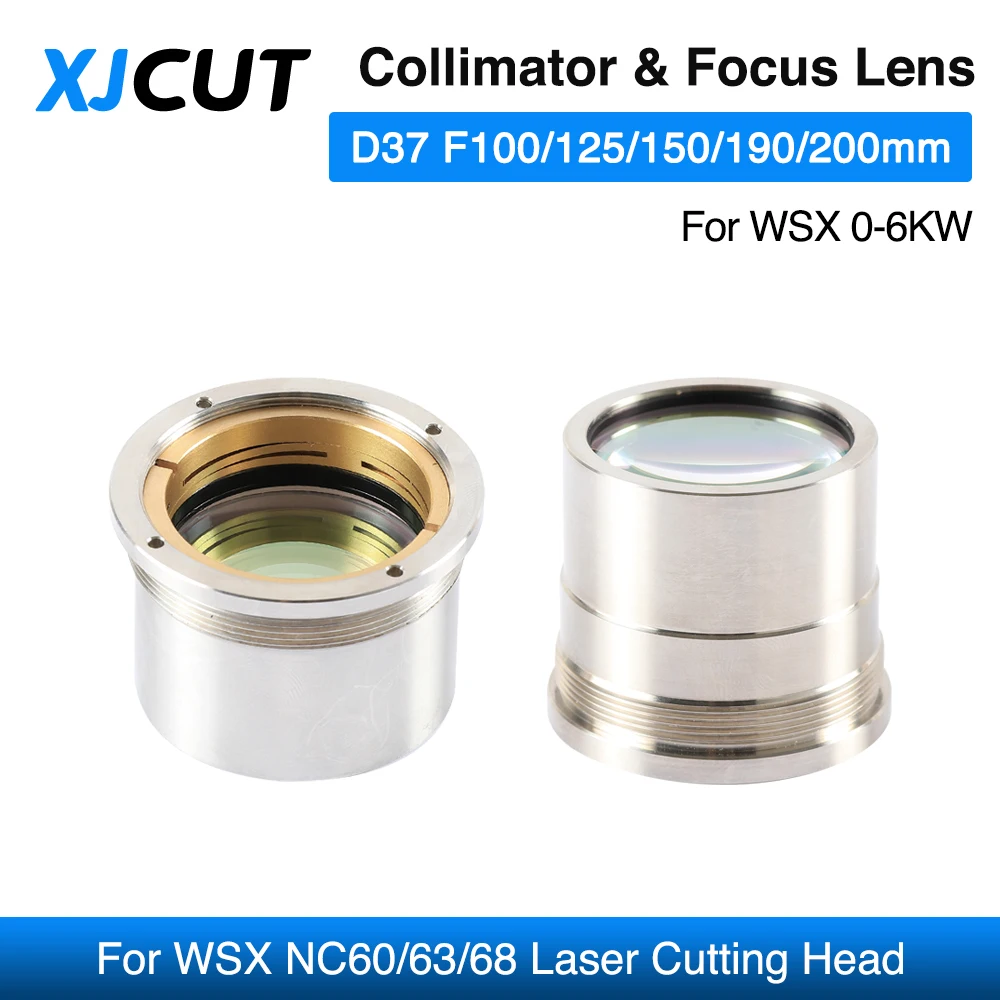 

XJCUT Fiber Laser Collimator & Focus Lens D37 F100 F125 F150 F190mm with Lens Holder for WSX Laser Cutting Head NC60 NC63 NC68