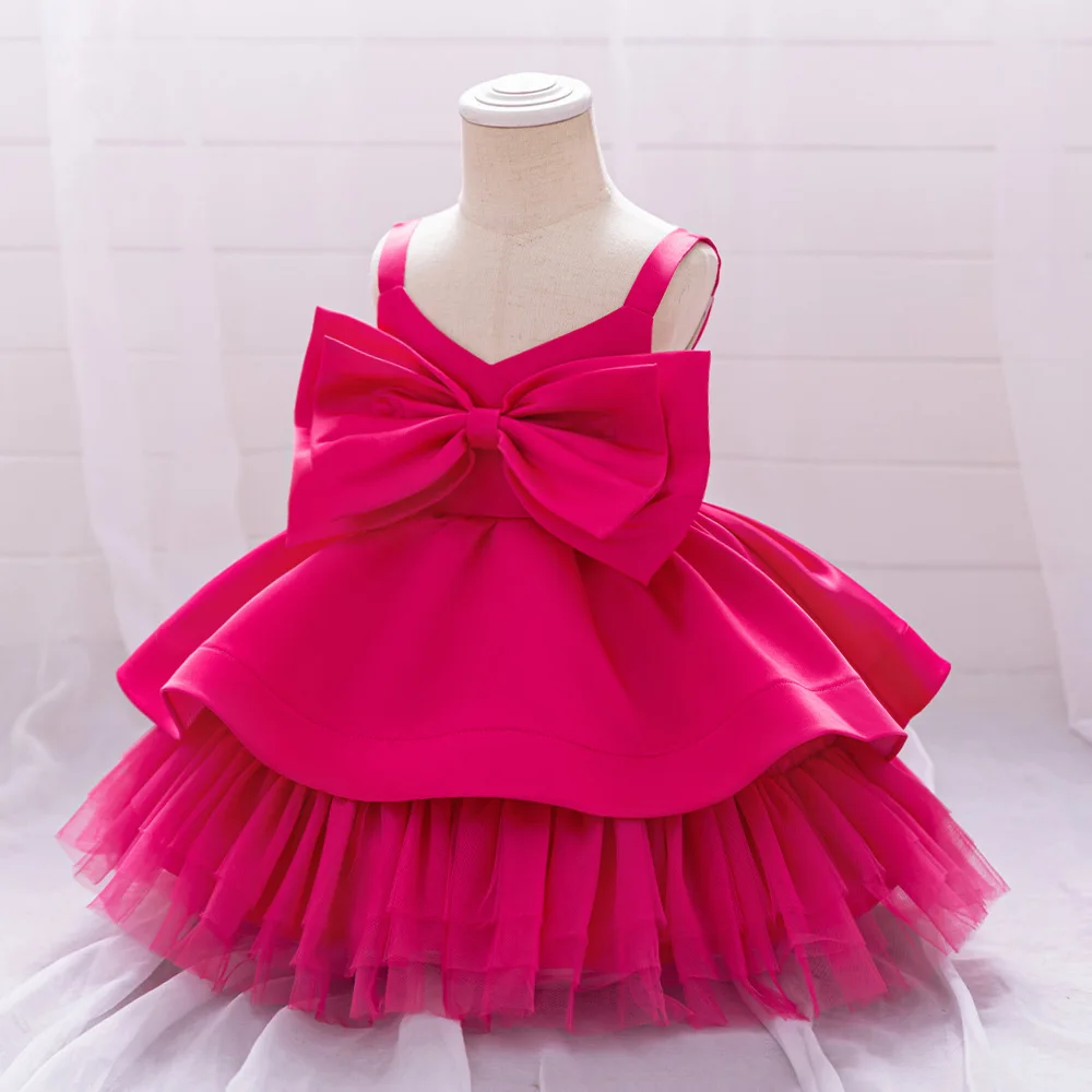 Pageant Big Bow 1st Birthday Dress For Baby Girl Clothes Baptism Toddler Princess Dress Girls Dresses Party Wedding Gown 0-2Y