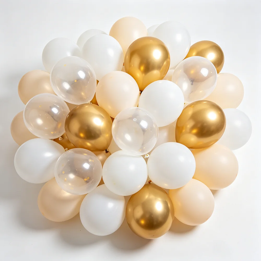

50/100pcs 12inch Skin Gold White Transparent Latex Balloons for Wedding Party Anniversary Engagement Baby Shower Decoration