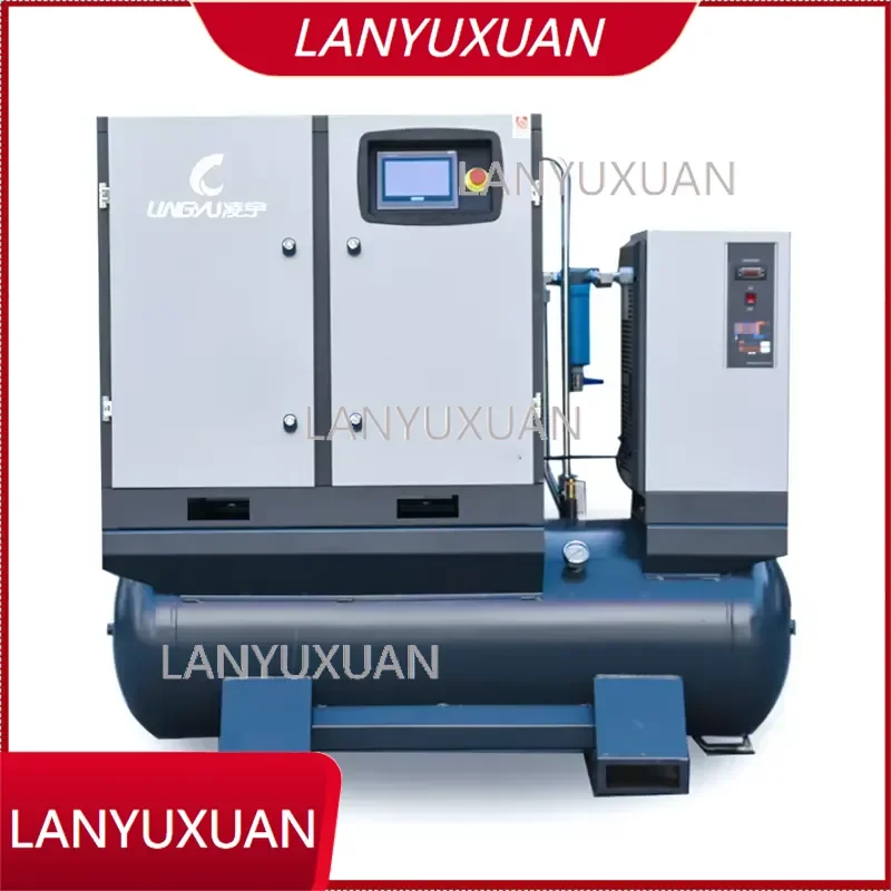Easy to Install Small 5.5 Kw 7.5 3 in 1 Tank Mounted Screw Air Compressor 200 Liters Tank Screw Air Compressor