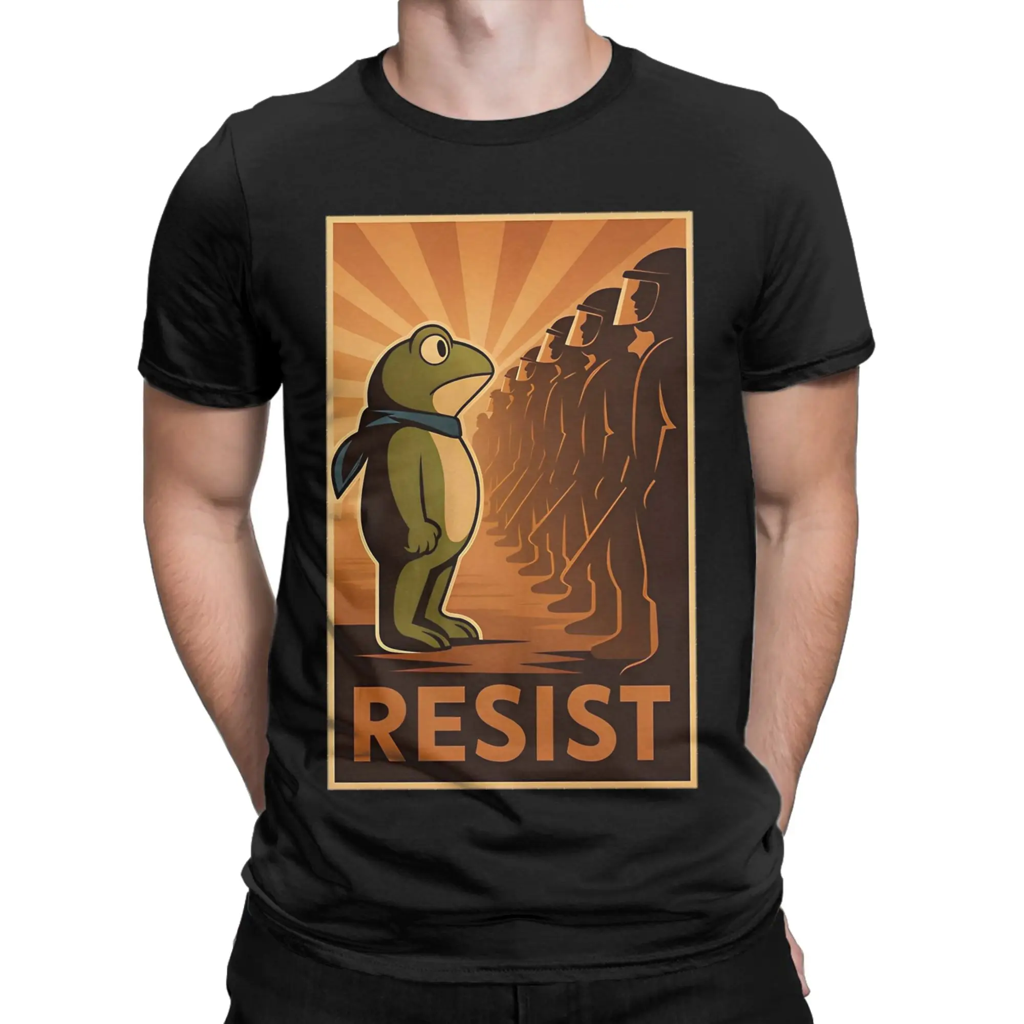 Portland Frog Resist Frog  Men's T Shirt  Casual Tees Short Sleeve Round Neck T-Shirts Pure Cotton Plus Size Clothing