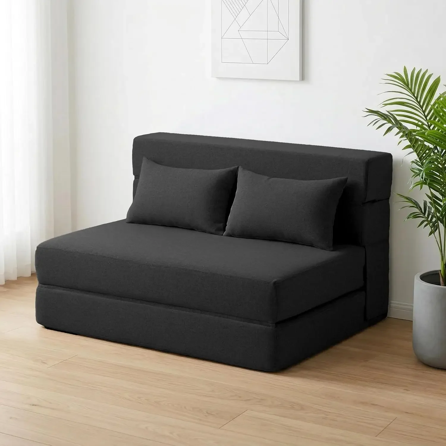 Folding Sofa Bed with Pillows- Convertible Chair Floor Couch & Sleeping Mattress, Foldable Memory Foam Sleeper for Living Room/D