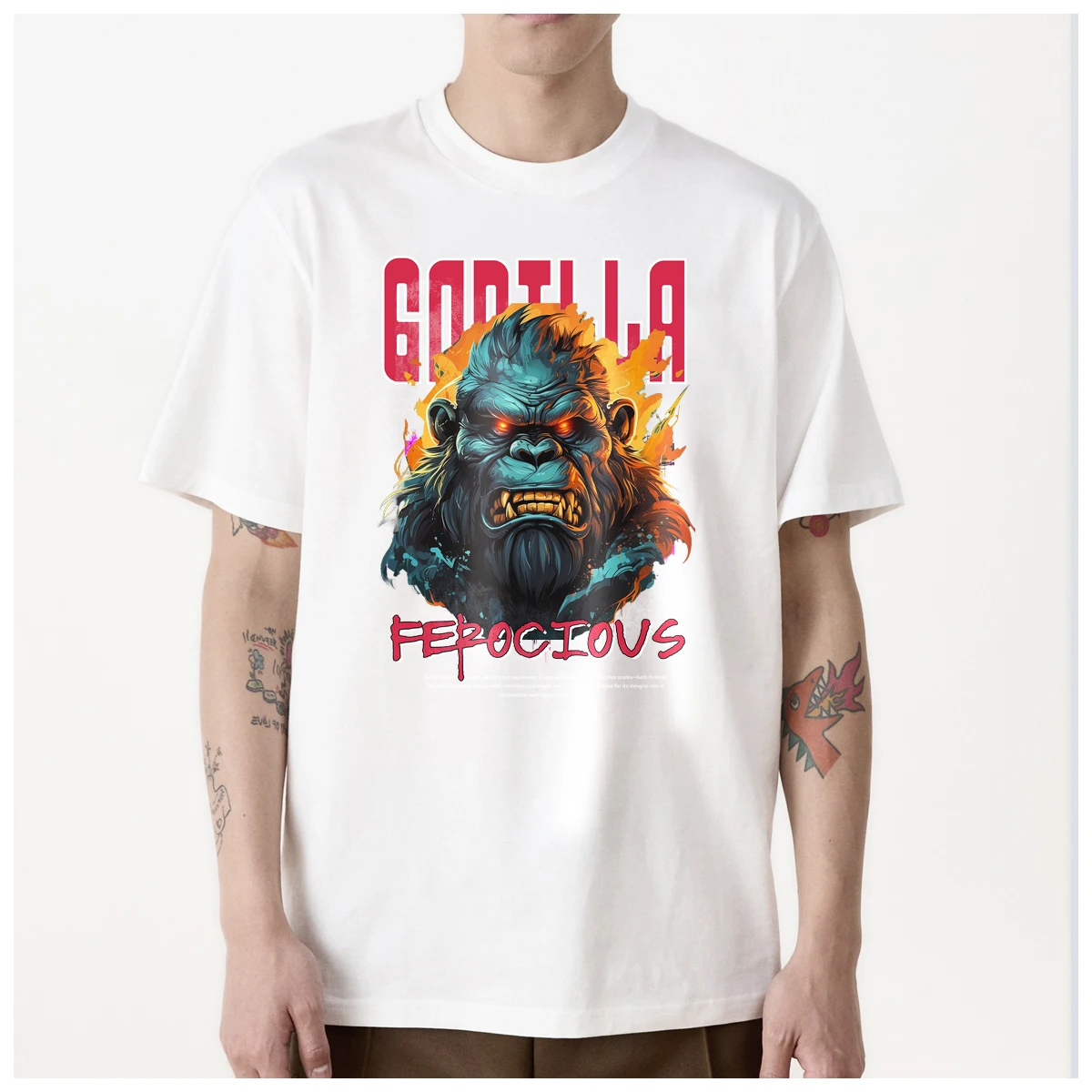 Ferocious Gorilla Fight graphics Cool t shirt mens Women Trendy Fashion 100% Cotton summer casual Streetwear Unisex couple Y2k