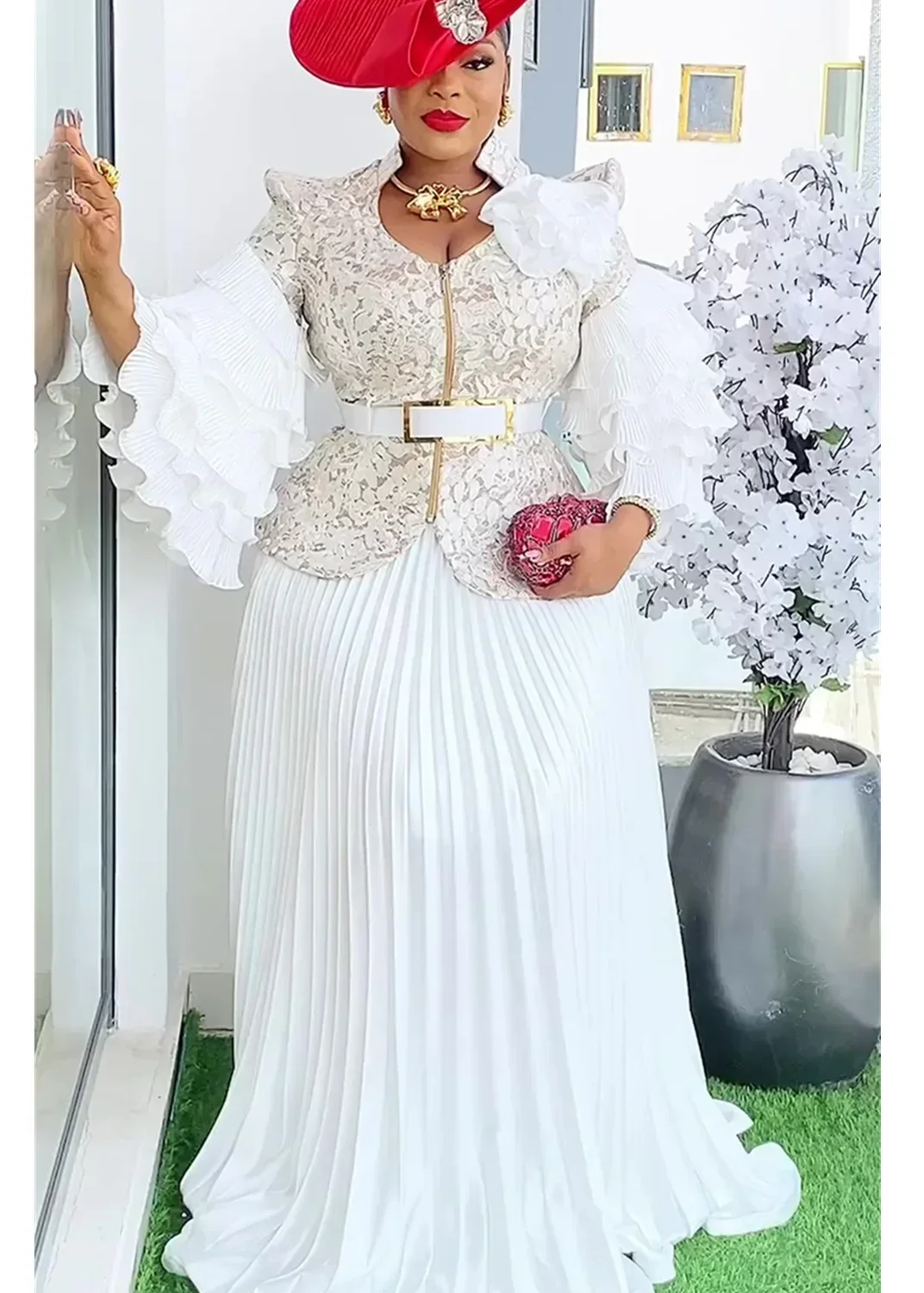 الملابس الأفريقية للنساء 2 قطعة مجموعات بلوزات وتنانير الدعاوى Dashiki أنقرة 2025 وتتسابق ثوب حجم كبير فساتين حفلات الزفاف