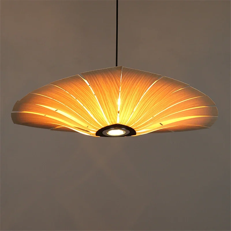 Dia60/70cm Large Oak Cherry Bark Wooden Luster Led Rustic Lighting Pendant Lamp Modern Decoration Chinese Home Fixtures