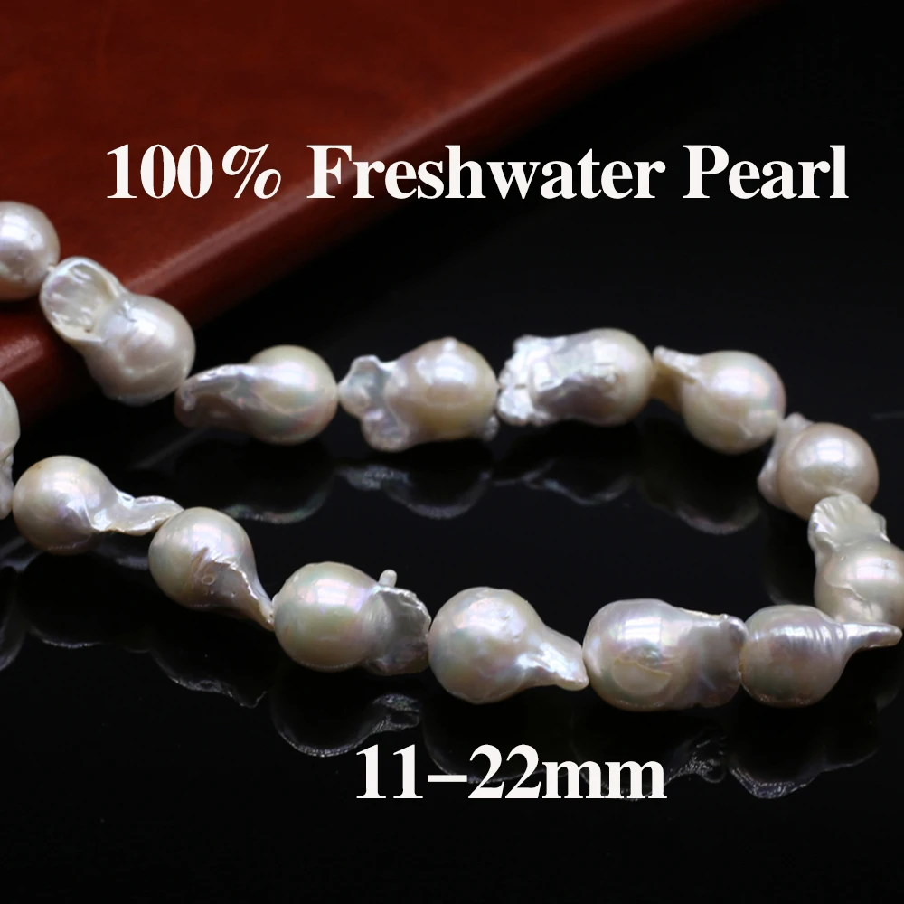 15'' Natural Baroque Beads Fish Tail White Hole White Pearls Loose Spacer Beaded for Making DIY Necklace Bracelets Earrings