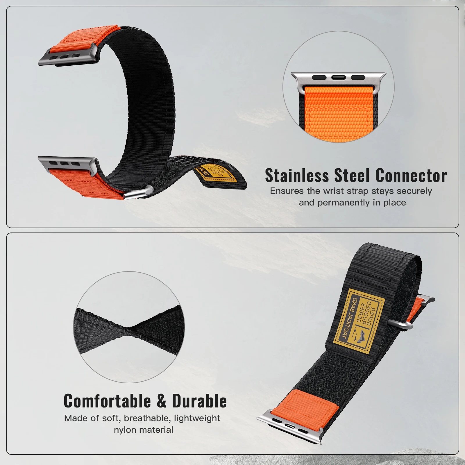 حزام نايلون لساعة أبل الفرقة 45 مللي متر 44 مللي متر الترا 3 49 مللي متر 42 مللي متر 46 مللي متر واسعة حلقة الفرقة لسلسلة Iwatch 11 9 10 8 7 6 5 4 SE سوار