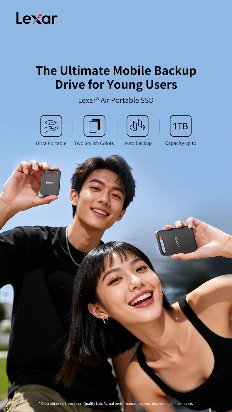 Original Lexar SL260 Air Tragbare SSD 512GB 1TB USB3.2 Gen1 Typ-C 400MB/s Ultraleicht Sturzsicher Für Handy Laptop Mac PC – Detail 1