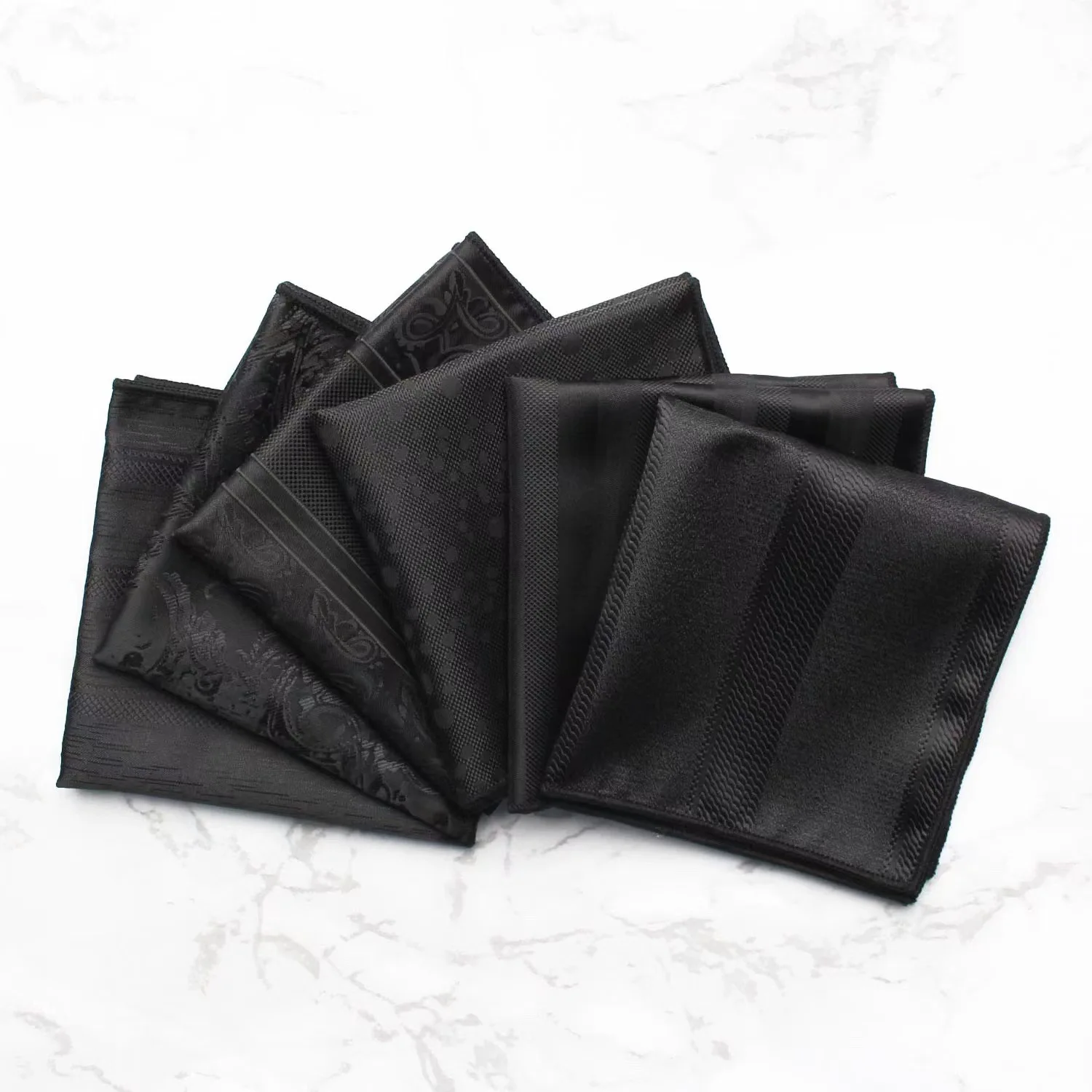 Men's Business Pocket Square Black Suit Chest Handkerchief Versatile Small Square Scarf Wedding Banquet Formal Occasions 23cm