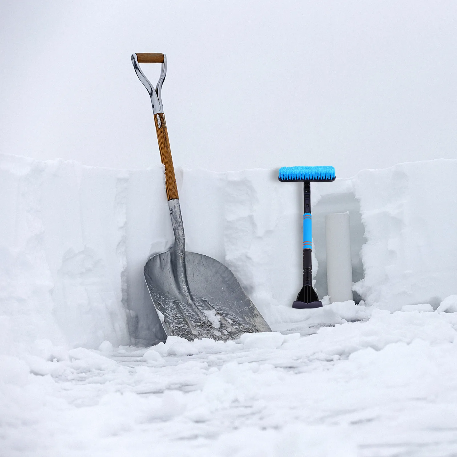 

Профессиональная лопата для уборки снега с автомобиля, сверхмощный скребок для льда с эргономичной ручкой, телескопическая конструкция, для удаления инея