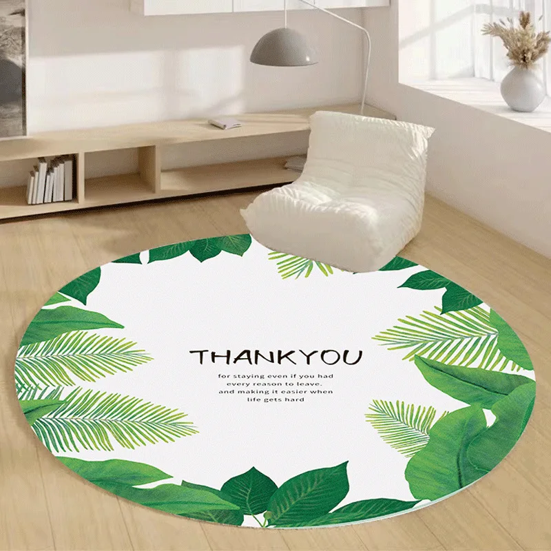 

Light Luxury Rug Tropical Leaves Round Carpets For Living Room Decoration Bedroom Cloakroom Lounge Area Rug Home Decor Chair Mat