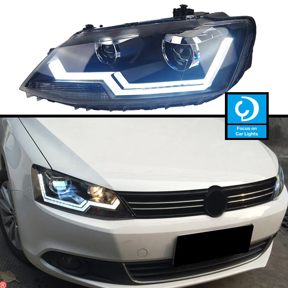 Car Front Headlight  For VW Jetta MK6 Head Lamp Styling Dynamic Turn Signal Lens angel eyes Automotive Accessories Assembly 2 PC