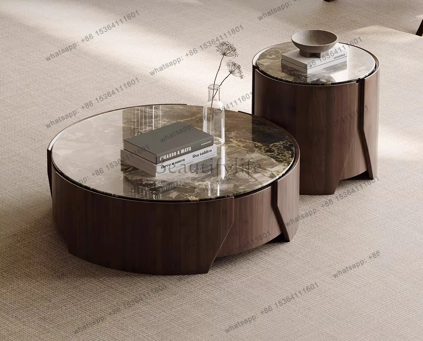 

stalline stone coffee table side table combination Italian minimalist high-end large and small apartment tea table