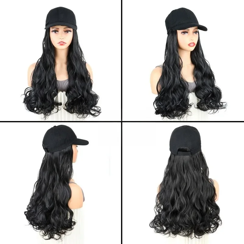 

Wig Female long curly hair big wave whole top hood baseball cap wig hair sending net micro roll