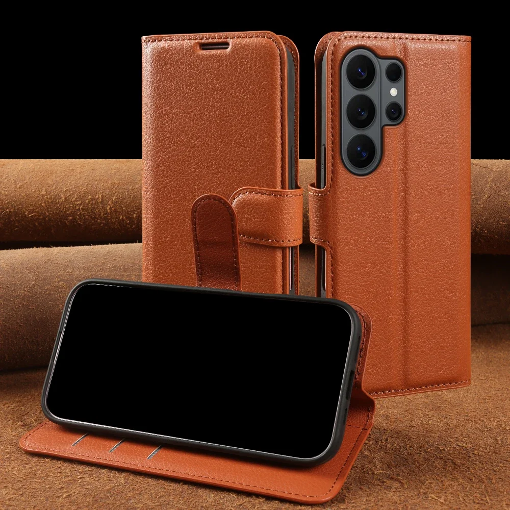 Phone Leather Case For Samsung Galaxy S26 Ultra S24 Plus S23 FE S25 Edge S22 S21 S20 Note20 Ultra Flip Cases Cover Coque Funda