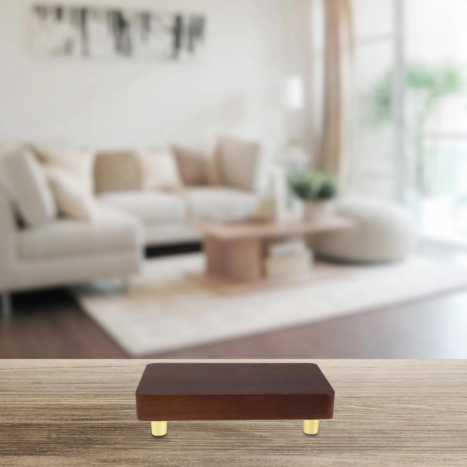 Wooden Pedestal Stand 5.8X3.5 Inch Natural Wood Grain Display Base For Craft Statue Flower Pot Vanity Kitchen Bathroom