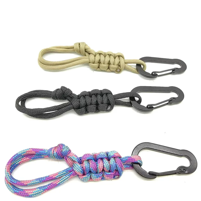 1 Pc Hand Woven Paracord Anti Lost Wrist Key Lanyard Adjustable Carabiner Multifunctional Water Bottle Buckl