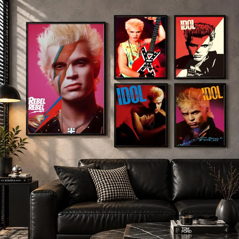 Billy Idol 80s Rock Star Rebel New Wave Live Style Poster Self-Adhesive Unframed Fashion Wall Prints for Office & Home Decor