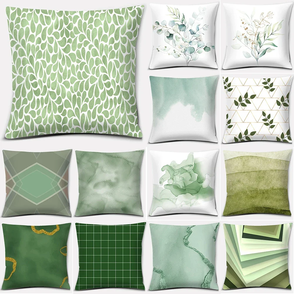 Simple olive green series printed pattern cushion cover for home living room sofa office decoration square pillowcase