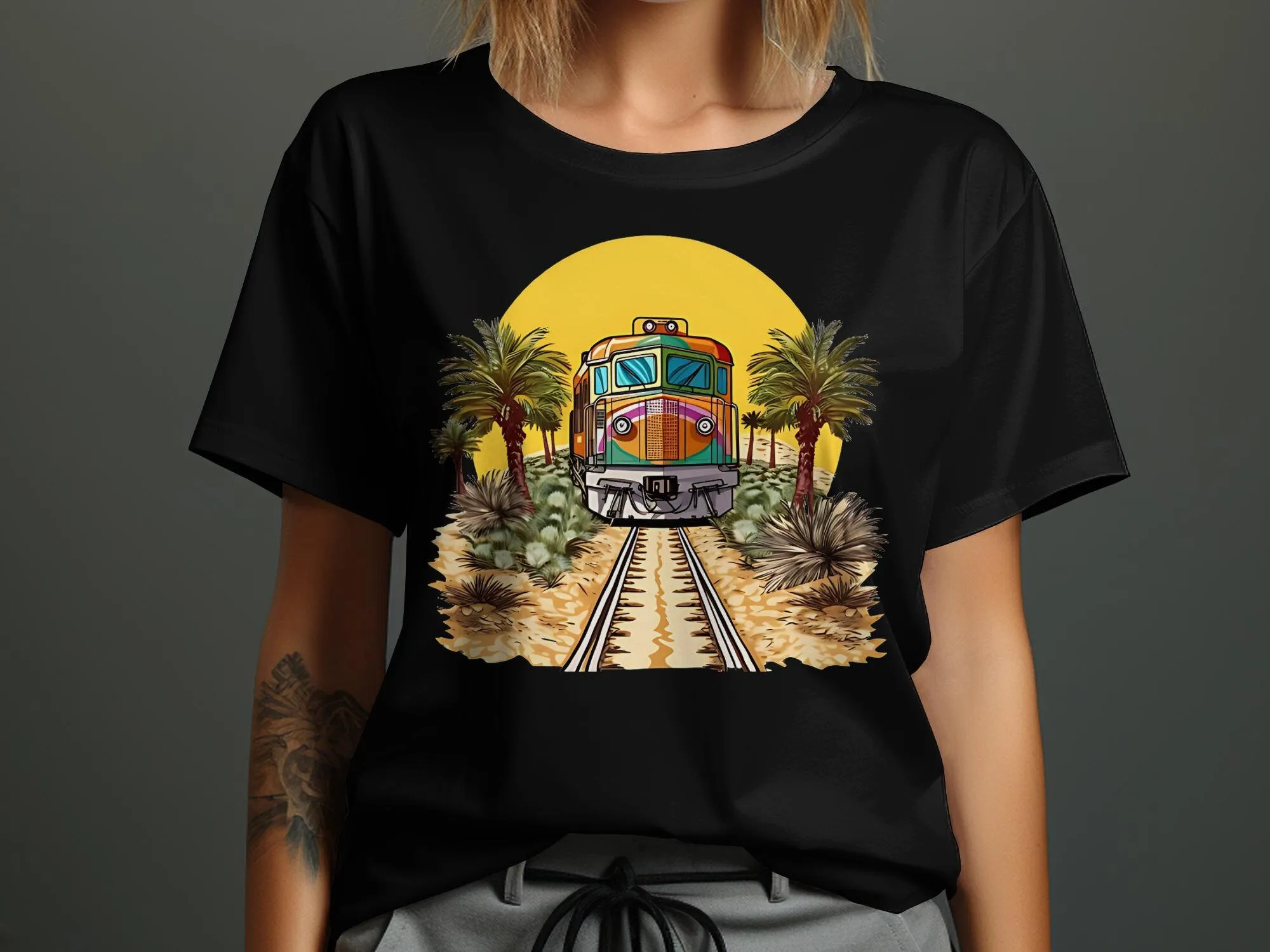 Sunset Train Locomotive T Shirt Men'S Summer Lover Ideas For Women