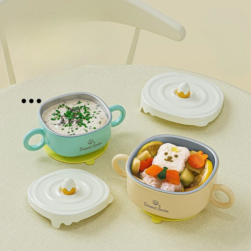 

Baby Food Bowl 316 Stainless Steel Baby Tableware Shatterproof with Handle Children's Mealtime