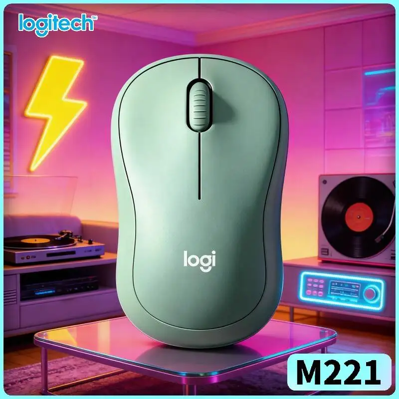 

Logitech M221 Ergonomic Wireless Mouse - Noise Cancel System, 2.4GHz Link, Easy Glide, Windows Mac Linux PCs