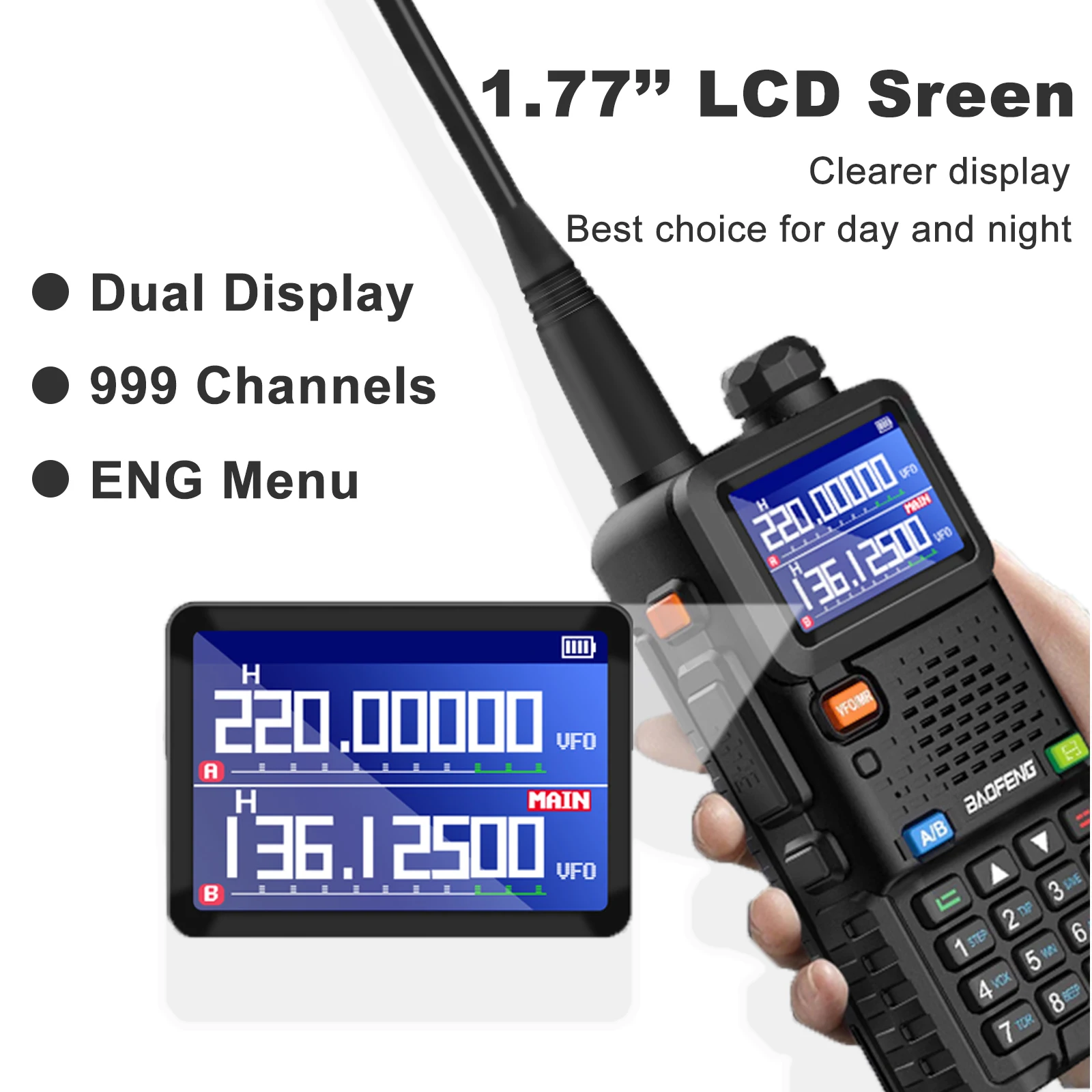 Baofeng UV-5RM 무선 복사 주파수 워키토키, 999CH C타입 충전 업그레이드, UV5R CB 트랜시버 햄, 양방향 햄 라디오, 14.5W