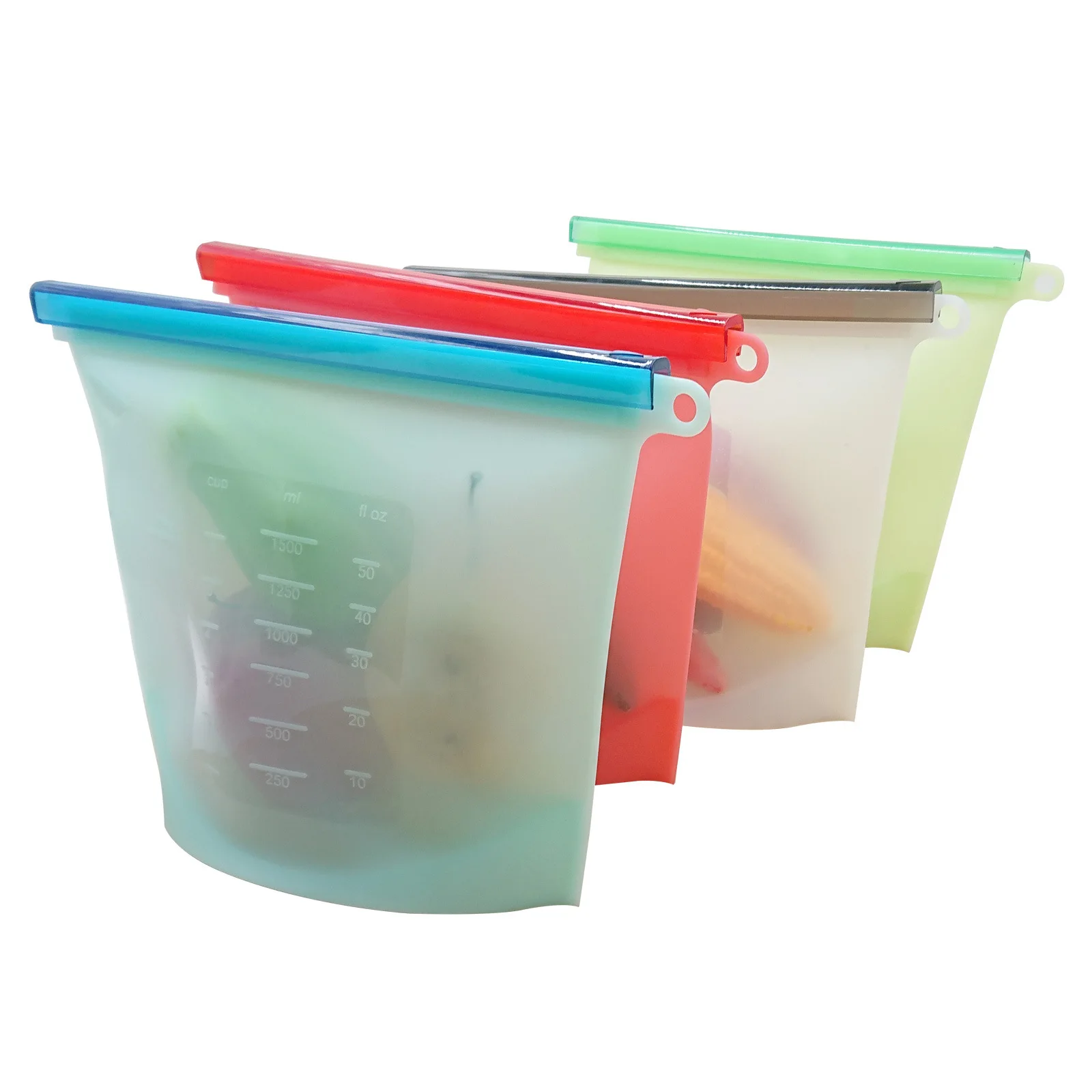 High Quality Reusable Silicone Food Storage Bag with Sealing Strip Fresh Keeping Stand-up Design for Refrigerator Storage
