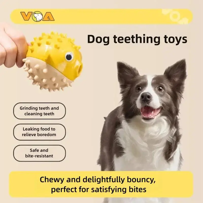 

Dog Toys Bouncing Fish TPR Leak Proof Food Ball Squeaky Sound Fun Boredom Relief Pet Toys Chew Resistant Interactive