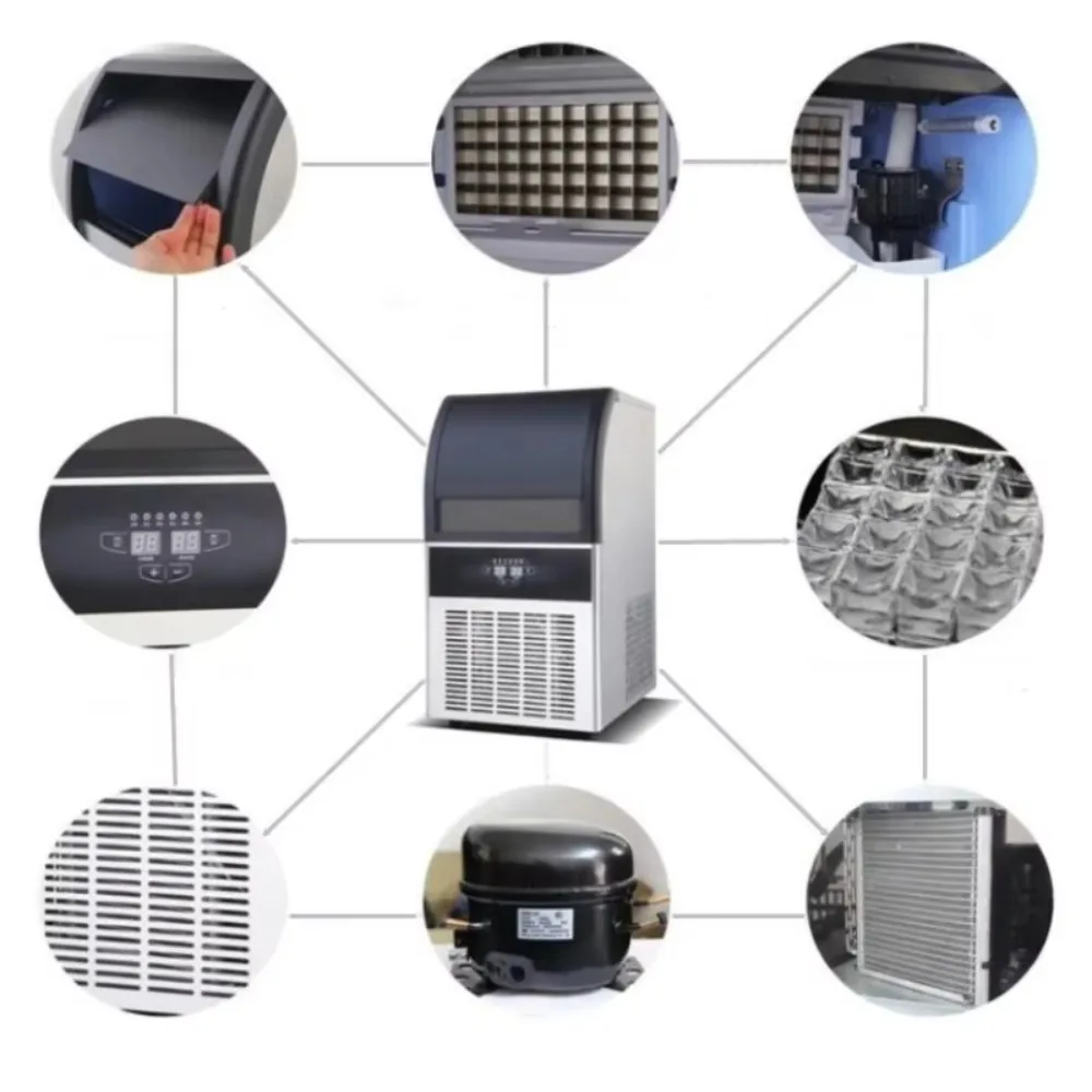Commercial Ice Maker Machine for Restaurant Bar Hotel, Air-Cooled Countertop Cube Ice Maker with Stainless Steel Interior