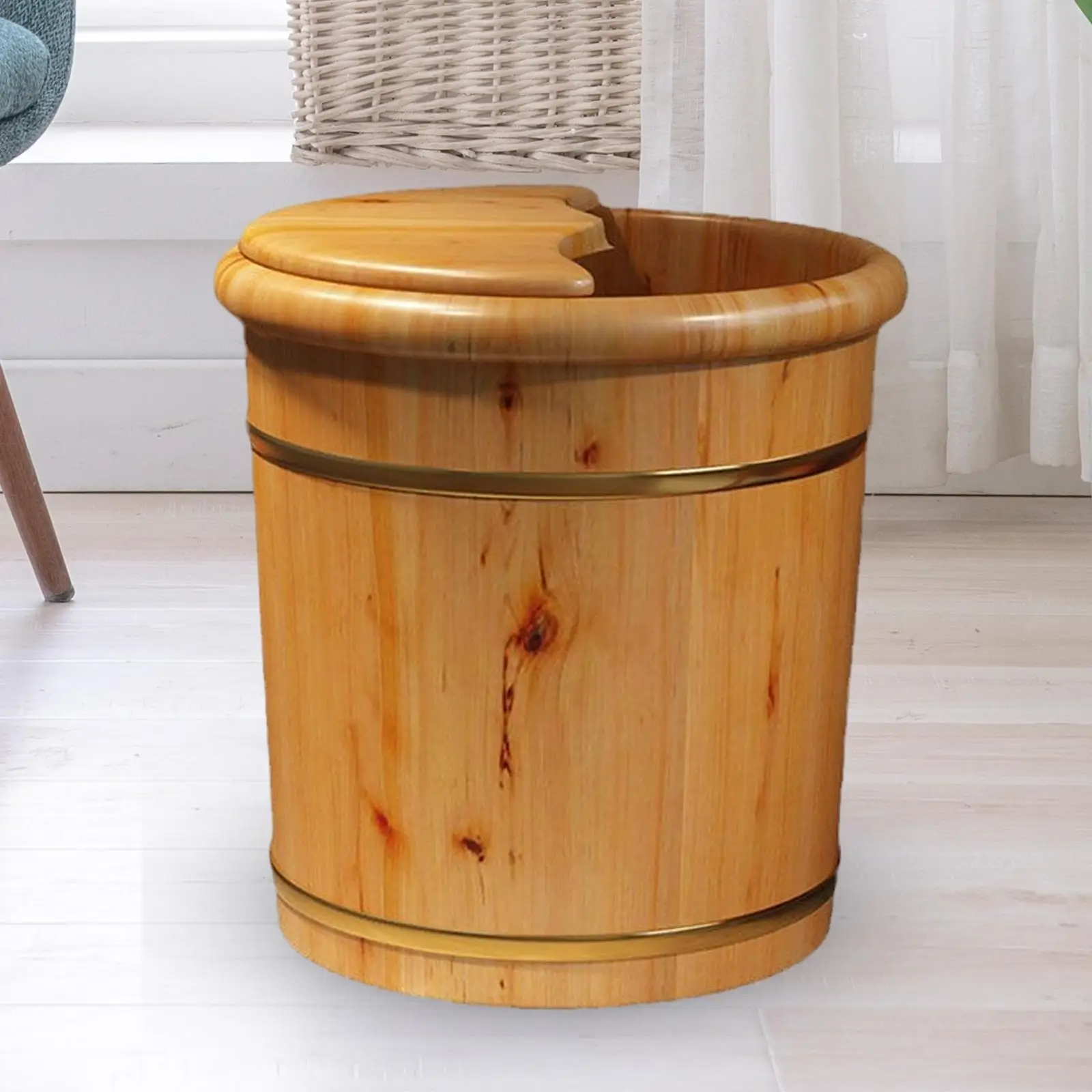 Wood Foot Bath Pedicure Tub Reusable Portable Foot Washbasin Foot Soaking Bath Basin for Outdoor Bedroom Travel Sauna Home Use