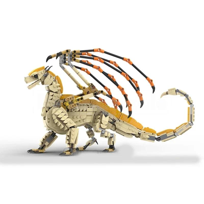 Película Popular modelo Animal ladrillos de construcción MOC dragón alado de fuego tecnología Modular regalos vacaciones montar juguetes para niños traje