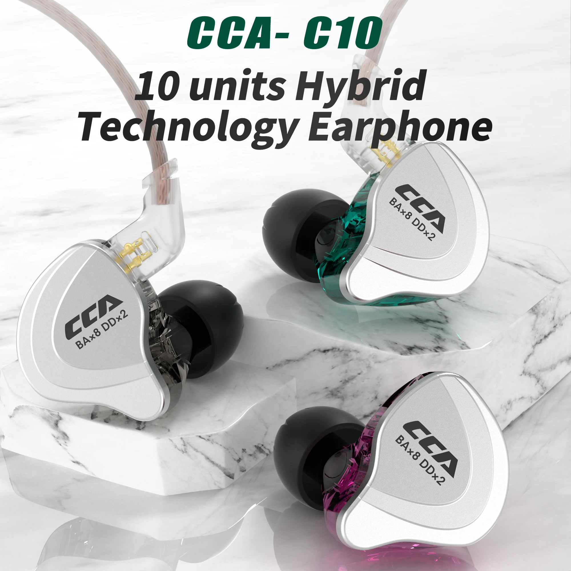 

Наушники CCA C10 с динамическим излучателем, десять излучателей, Hi-Fi, высококачественные, для DIY-проектов, проводные, для спорта и киберспорта