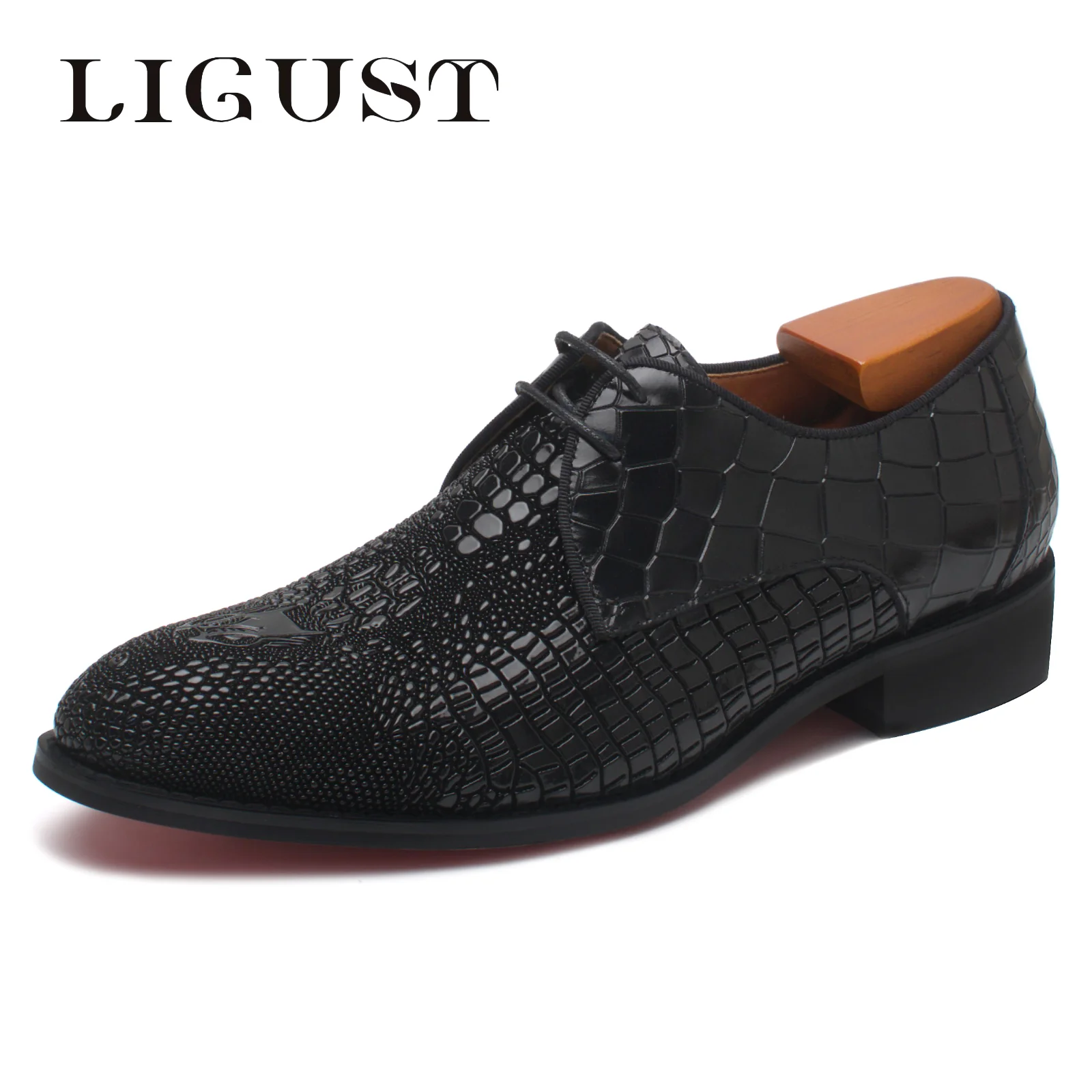 

LIGUST Luxury Designer Men Oxford Shoes Lace Up Dress Man High Quality Office Business Black Suede Leather Causal Shoes For Men