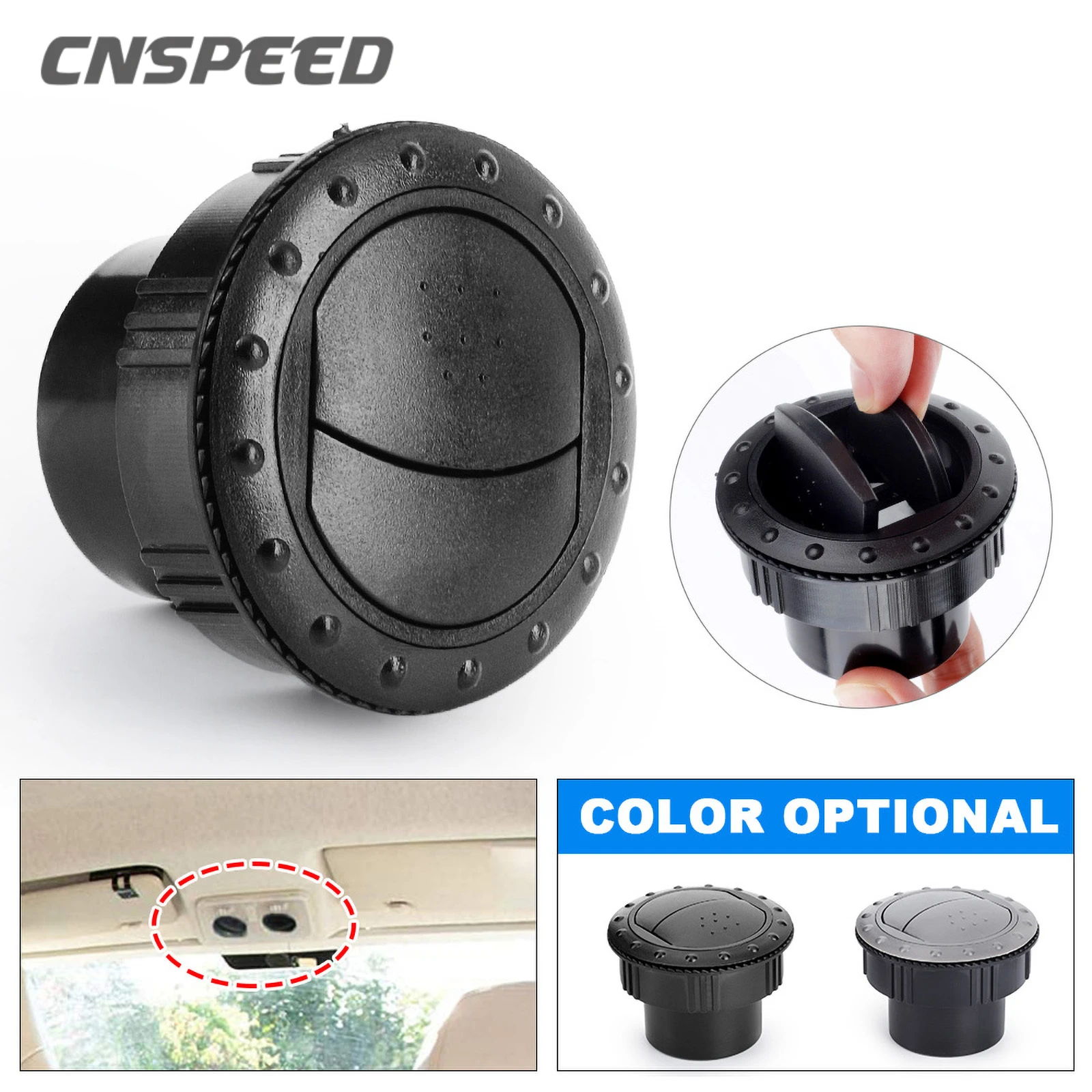 CNSPEED Car Dashboard Knob Type Rotation 65MM Universal Air Conditioning Outlet Vent Deflector for Bus RV Camper ATV A/C