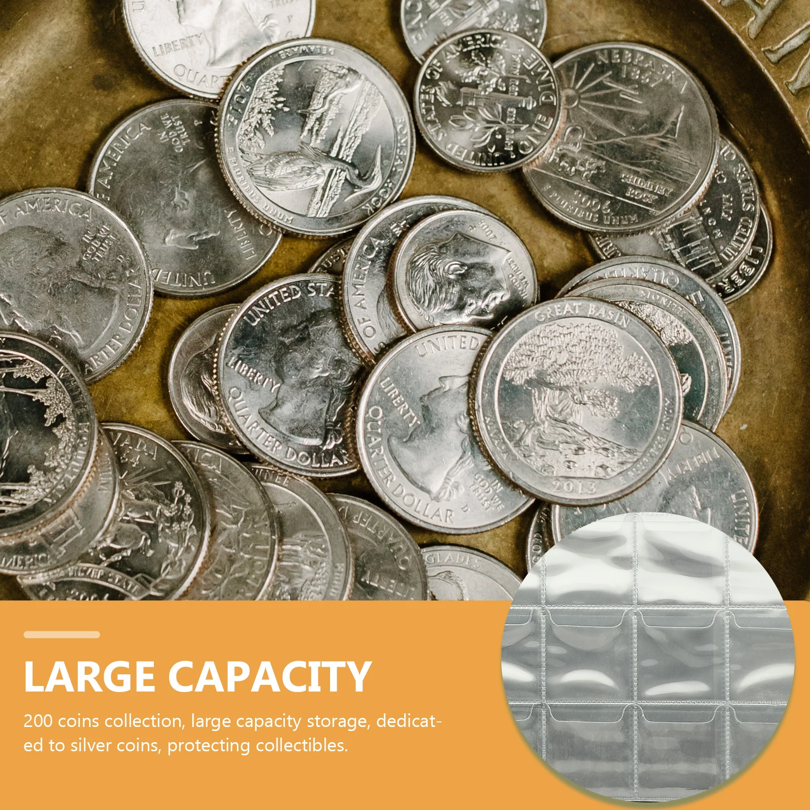 200-Pocket Coin Collection Album Book For Commemorative Coins Storage Organizer Case Pu Dustproof Scratch Resistant