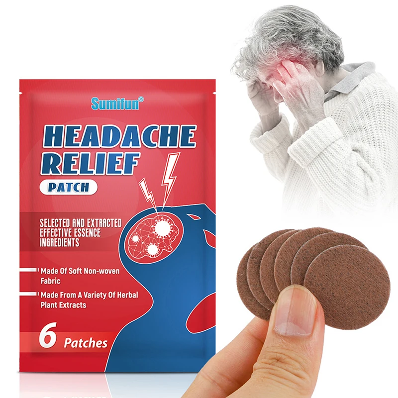 6 Pcs/Bag Of Headache Relief Patch To Treat Migraine Dizziness Pain Relief And And Head Sleep Ointment Relax Helps Hea