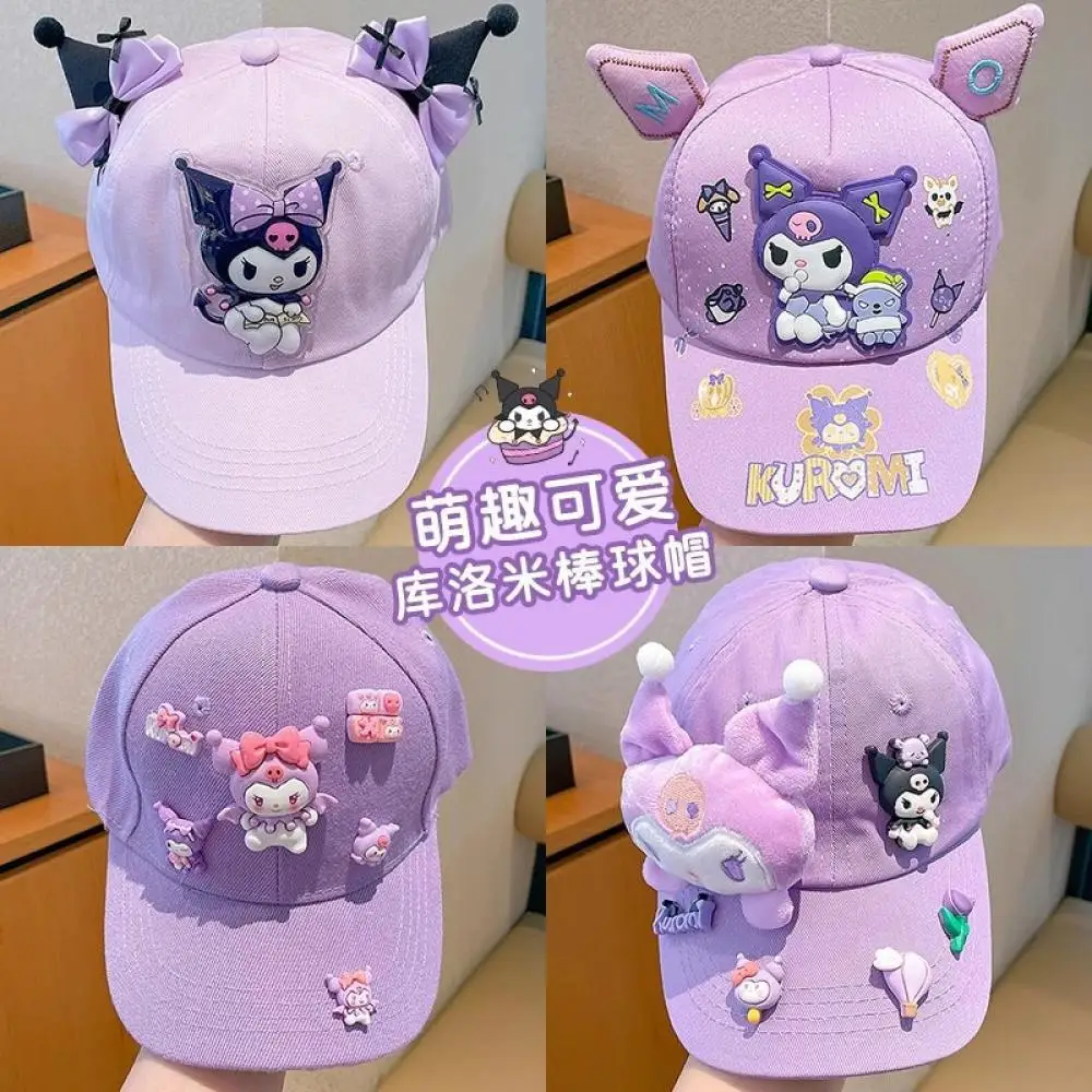 

Sanrio Kuromi Hello Kitty, милая солнцезащитная шляпа для девочек, бейсболка, шляпа от солнца, весенне-летняя новая крутая шляпа, пляжная шляпа, подарки для вечеринки