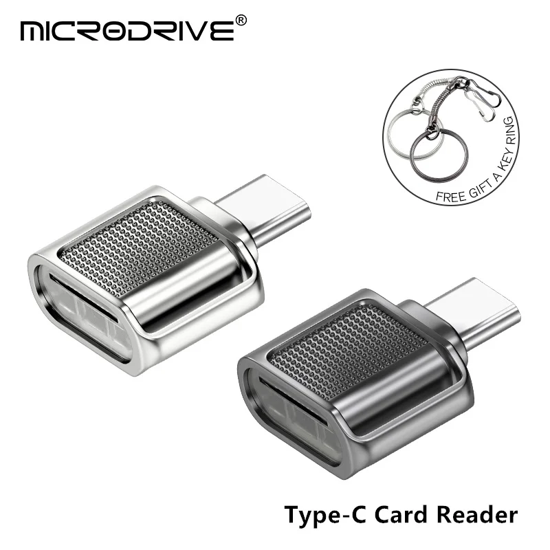 Plug and PlayType-C Mini Mobile Phone Card Reader Black/Silver High Speed TF Card OTG Card Reader High-Speed Stable Transmission