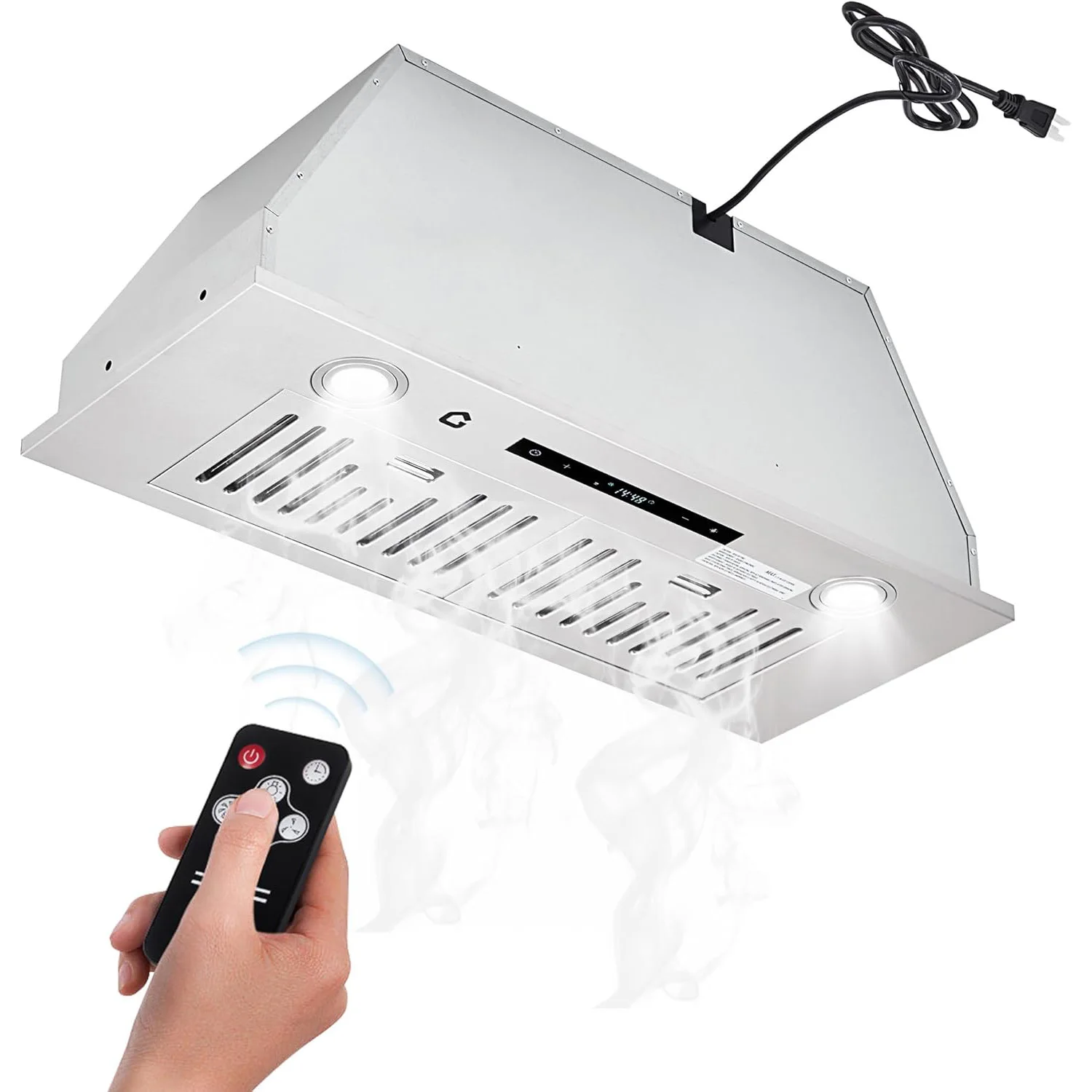 30-Zoll-Dunstabzugshaube mit integrierter Dunstabzugshaube, 450 CFM, kanallose, umwandelbare Dunstabzugshaube mit Gestenerkennungssteuerung, 3-Gang-Touchpanel