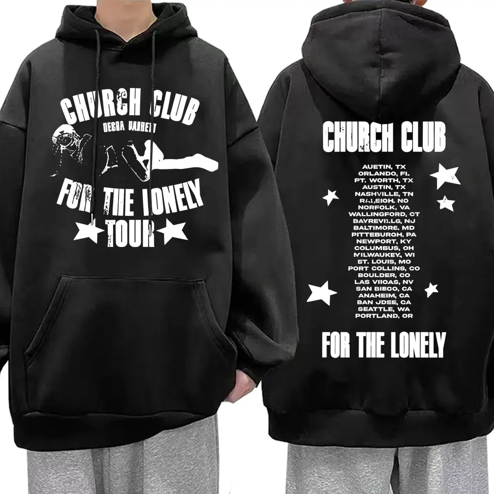 

Nessa Barrett Church Club for The Lonely Tour 2025 Hoodie Men Women Fashion Punk Oversized Pullover Hoodies Male Vintage Hoody