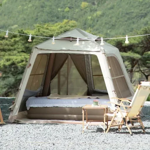 Надувная палатка Coody 5.8 Air Tent-Beige для кемпинга, 2-4 человека, семейная, для активного отдыха, с надувным оборудованием