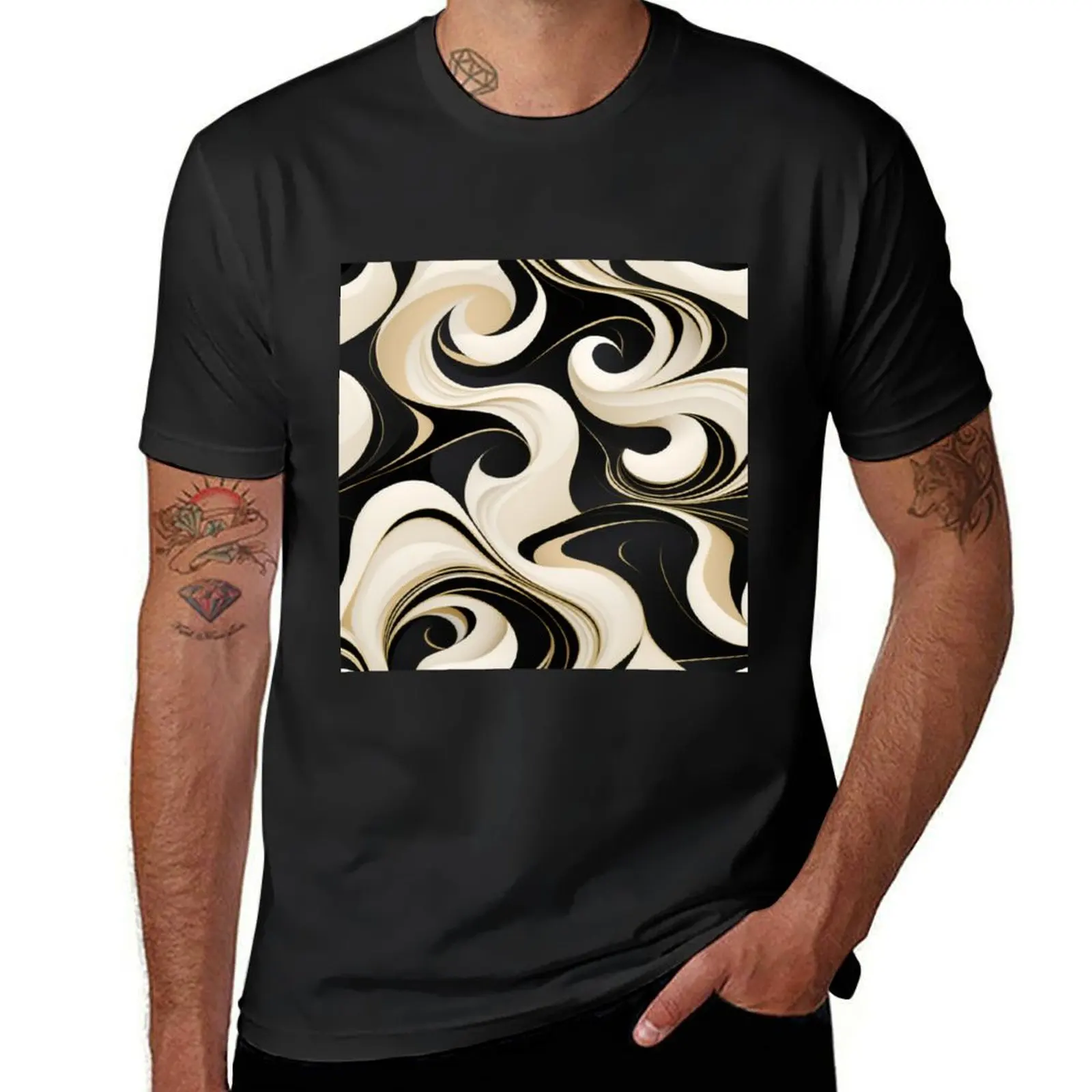 Swirl pattern T-Shirt summer top tees sports fans plus sizes heavyweight t shirts for men